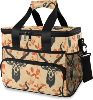 Retro Deer Forest Animal Cooler Bag Insulated Cooler Soft Sided Cooler 24 Can Portable Picnic Bag Large Leakproof Lunch Bag Box for Beach Grocery Camping Travel Car Men Women
