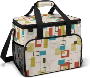 Retro Mid Century Modern Partten Cooler Bag, Collapsible Soft Sided Cooler, Large Leakproof Camping Cooler, Portable Travel Cooler for Camping, Road Trips