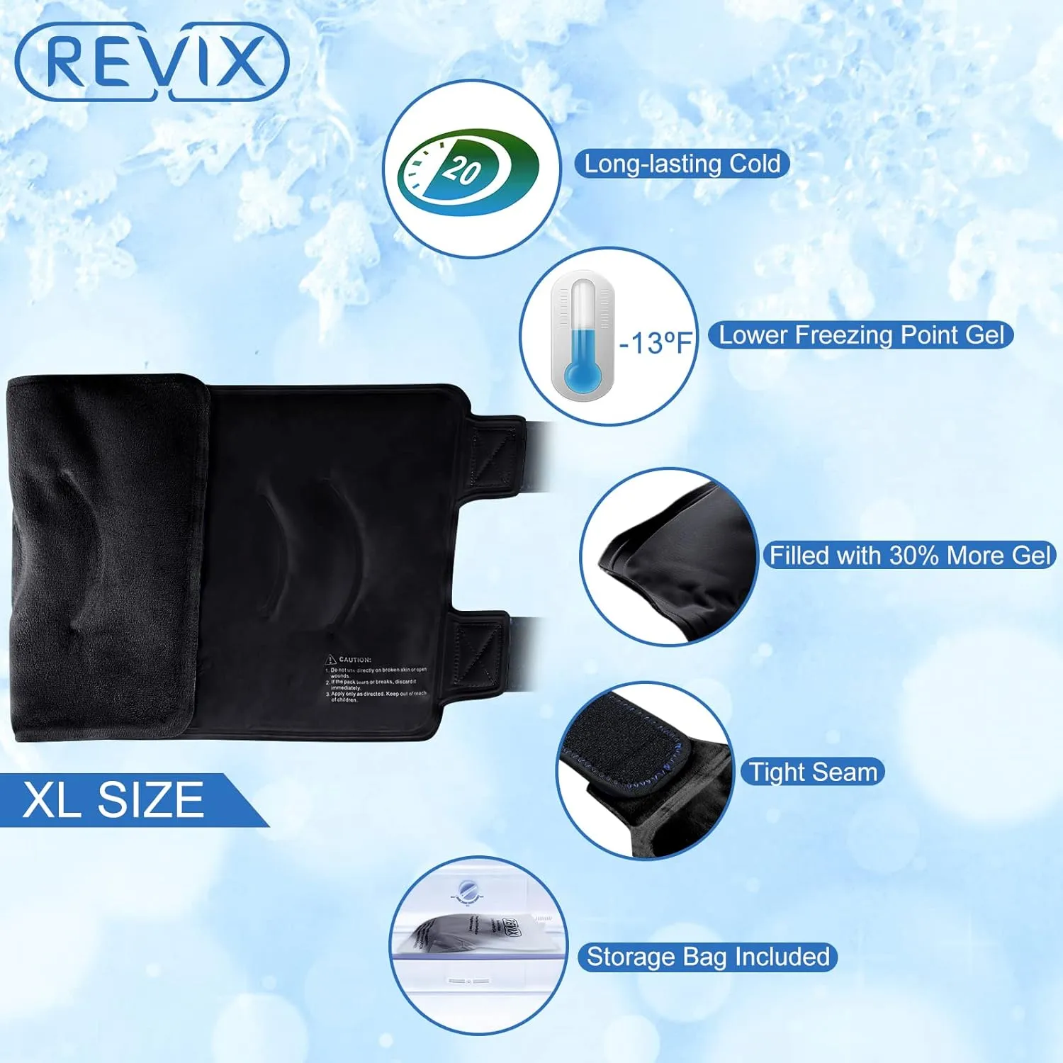 REVIX XL Ice Pack for Knee Replacement Recovery, Ice Wrap with Cold Compression for Discomfort and Fatigue, Gel Cold Pack Wrap Around Entire Knee, Promoting Flexibility and Mobility