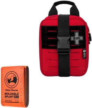RHINO RESCUE Bundle-IFAK Trauma Kit with C-A-T Tourniquet, Tactical First Aid Kit Molle Pouch for Military First Aid Splint 36" X 4.3" Orange-Gray
