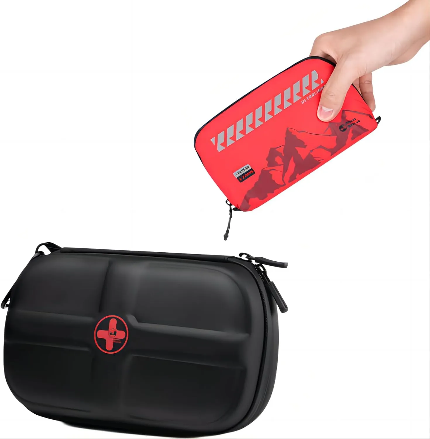 RHINO RESCUE Bundle Mini First Aid Kit Ultralight Waterproof Medical Kit for Hiking   First Aid Kit, HSA/FSA Eligible, Waterproof Portable Emergency Medical Kit for Travel (Black)