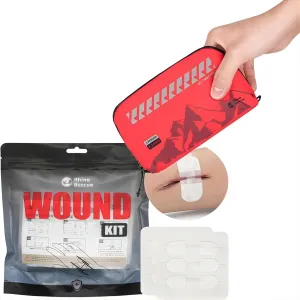RHINO RESCUE Bundle Mini First Aid Kit Ultralight Waterproof Medical Kit for Hiking Wound Closure Kit, 6pcs with Dresssings, Wound Closure Strips Without Suture, Stitch Zip