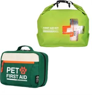 RHINO RESCUE Bundle - Pet First Aid Kit, Emergency Medical Supplies for Dogs & Cats, Safety Essentials Pack with Thermometer Waterproof First Aid Kit, Lightweight Boat Dry Bag