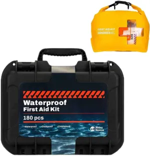 RHINO RESCUE Bundle-Waterproof Marine First Aid Kit for Boat Durable First Aid Box for Crews Waterproof First Aid Kit, Lightweight Boat Dry Bag, Emergency Survival Supplies for Outdoor Kayak