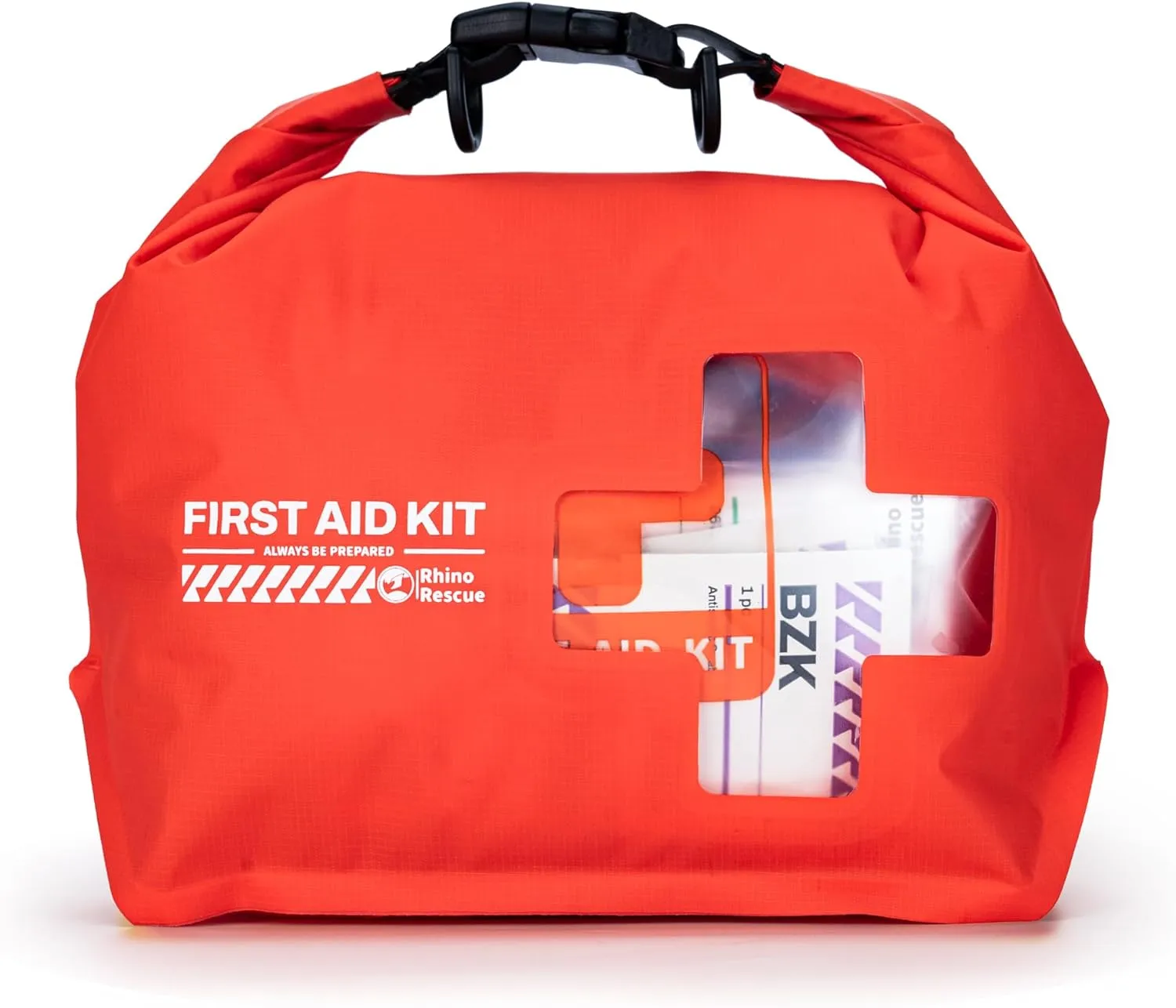 RHINO RESCUE Waterproof First Aid Kit, Lightweight Boat Dry Bag, Emergency Survival Supplies for Outdoor Kayak Floating Swimming & Camping FSA HSA Eligible (Red)