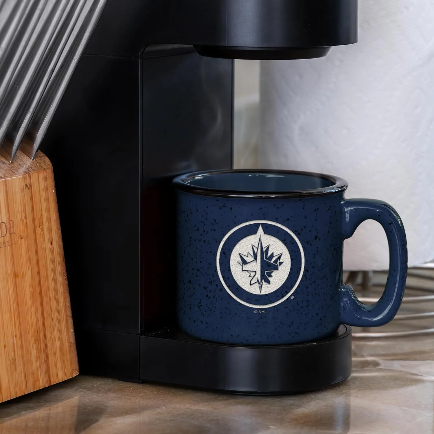 Rico Industries NHL Hockey Speckle 12oz Laser Engraved Campfire Mug