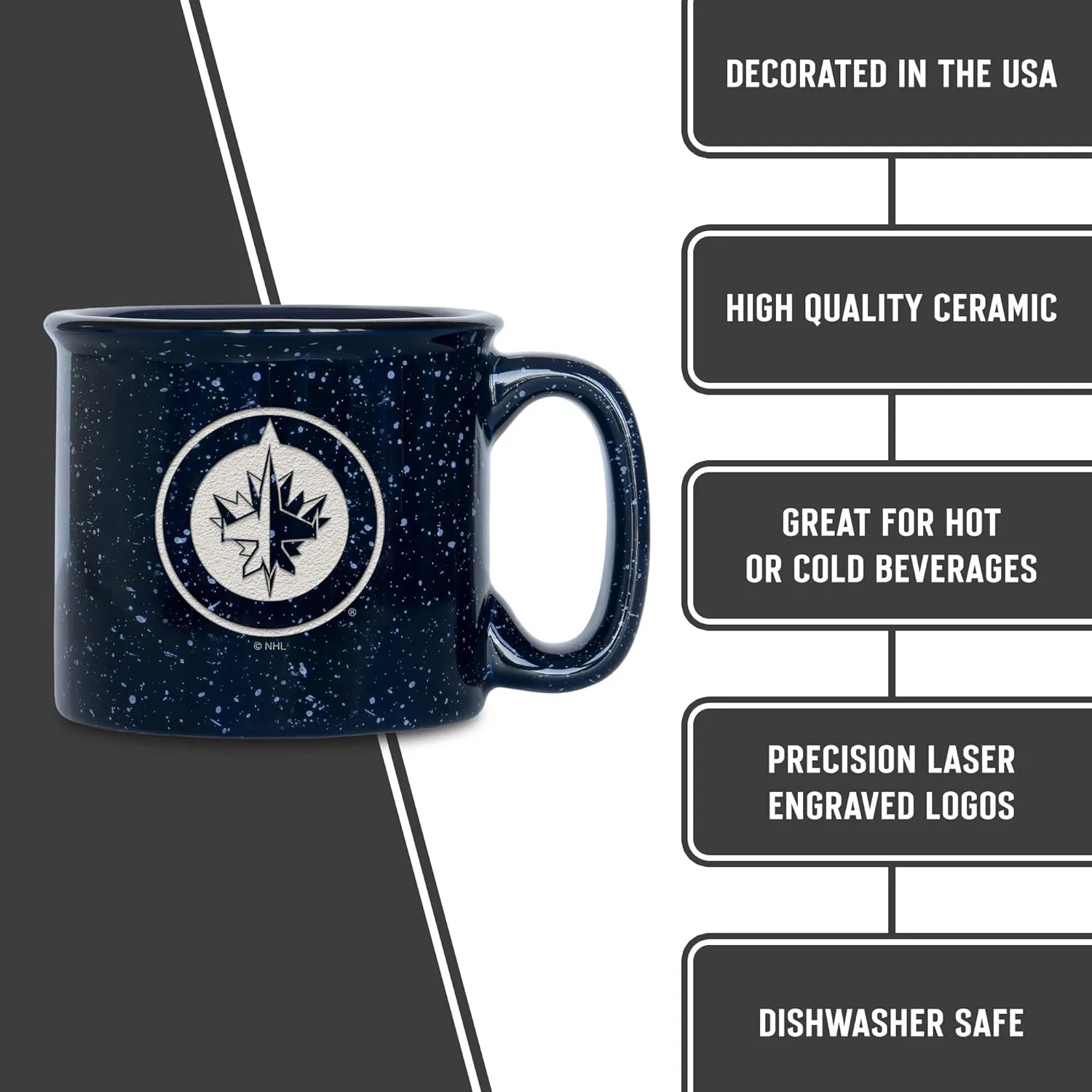Rico Industries NHL Hockey Speckle 12oz Laser Engraved Campfire Mug