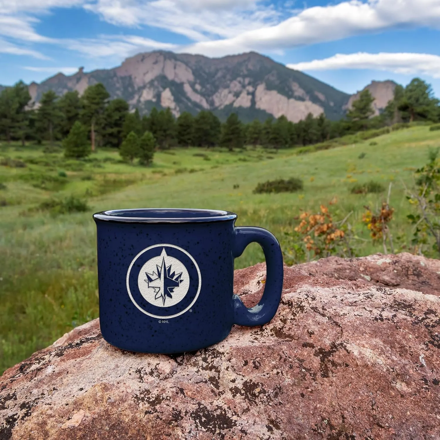 Rico Industries NHL Hockey Speckle 12oz Laser Engraved Campfire Mug
