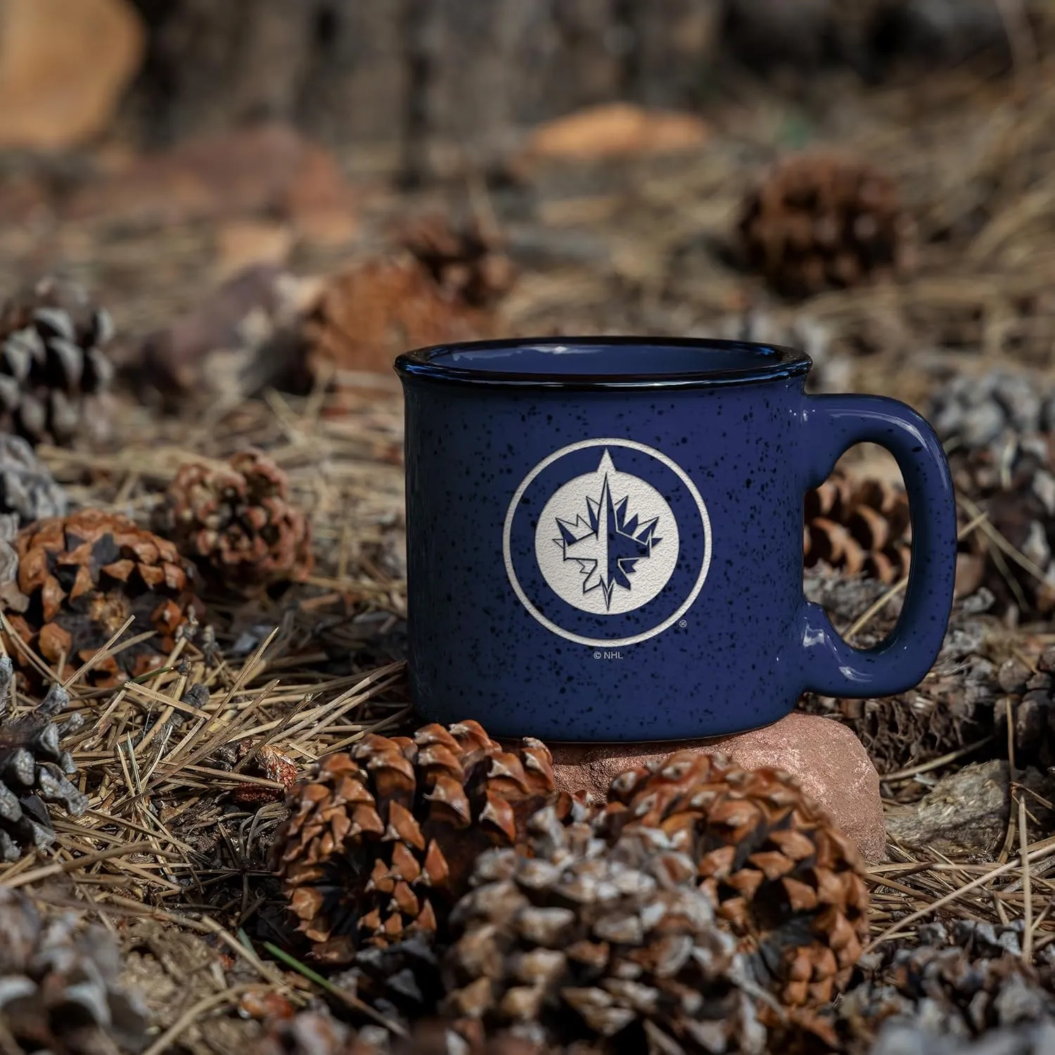 Rico Industries NHL Hockey Speckle 12oz Laser Engraved Campfire Mug