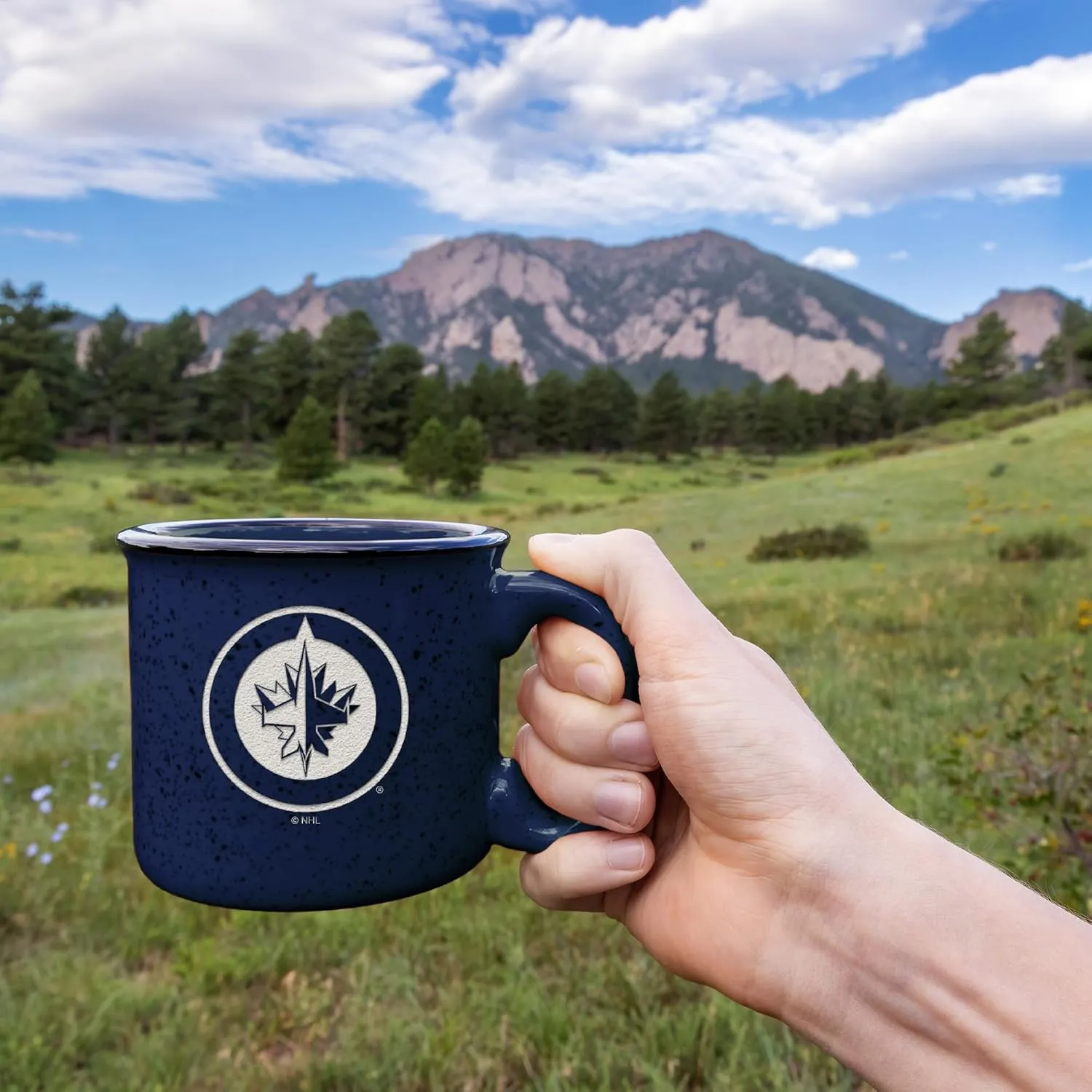 Rico Industries NHL Hockey Speckle 12oz Laser Engraved Campfire Mug