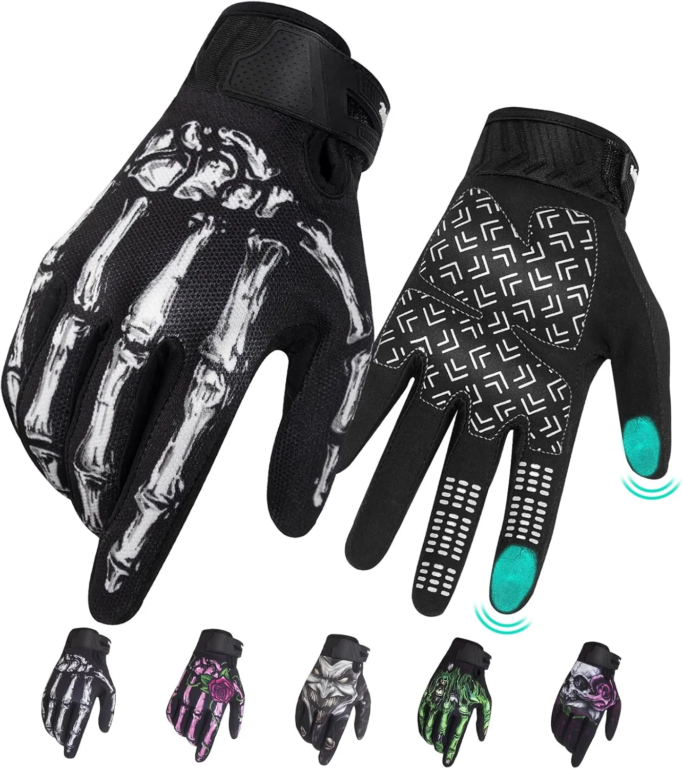 RIGWARL Motorcycle Gloves for Men Women Touchscreen, Lightweight Dirt Bike Glove Non-Slip, Skeleton Motorcycle Riding Glove