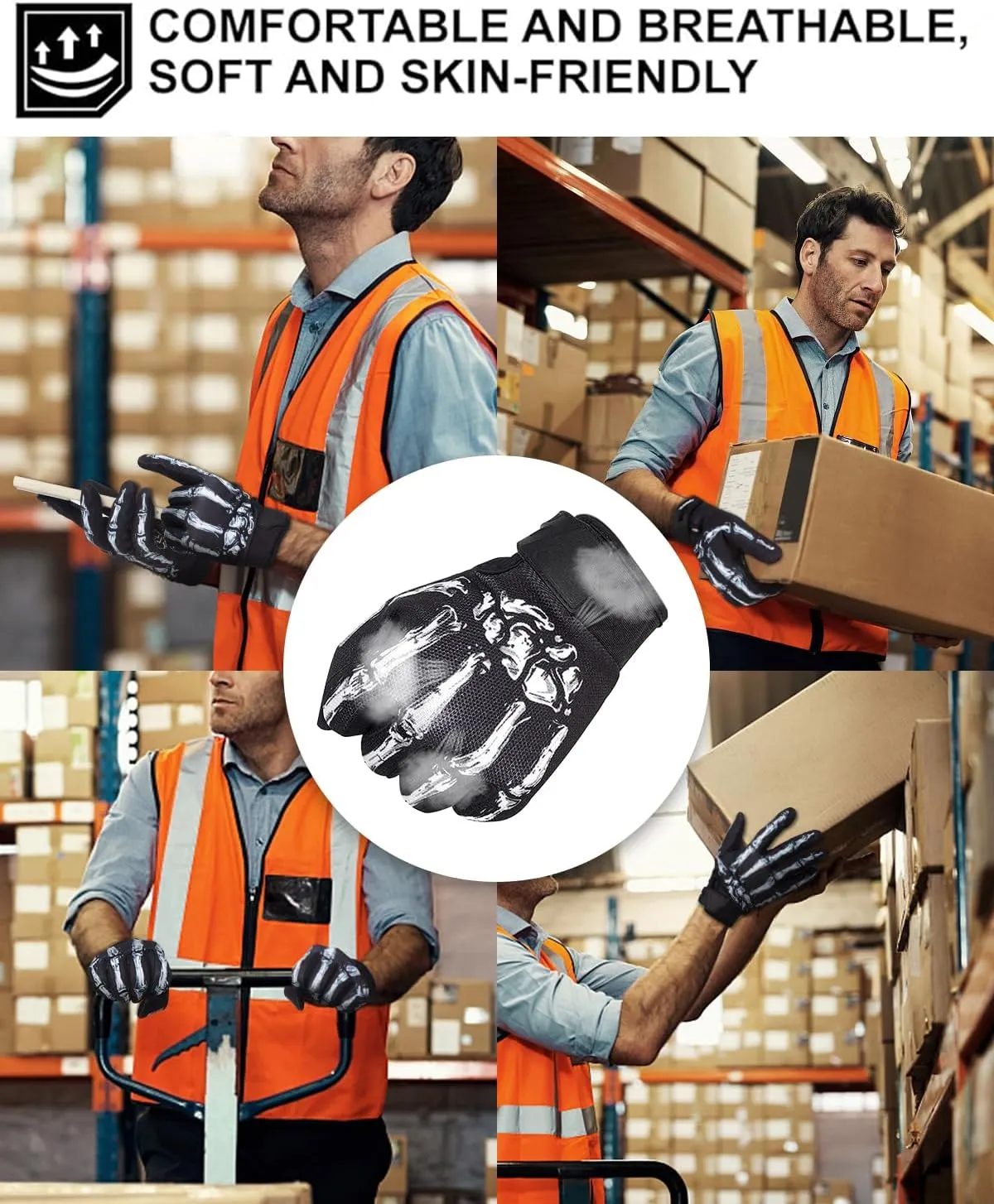 RIGWARL Motorcycle Gloves for Men Women Touchscreen, Lightweight Dirt Bike Glove Non-Slip, Skeleton Motorcycle Riding Glove