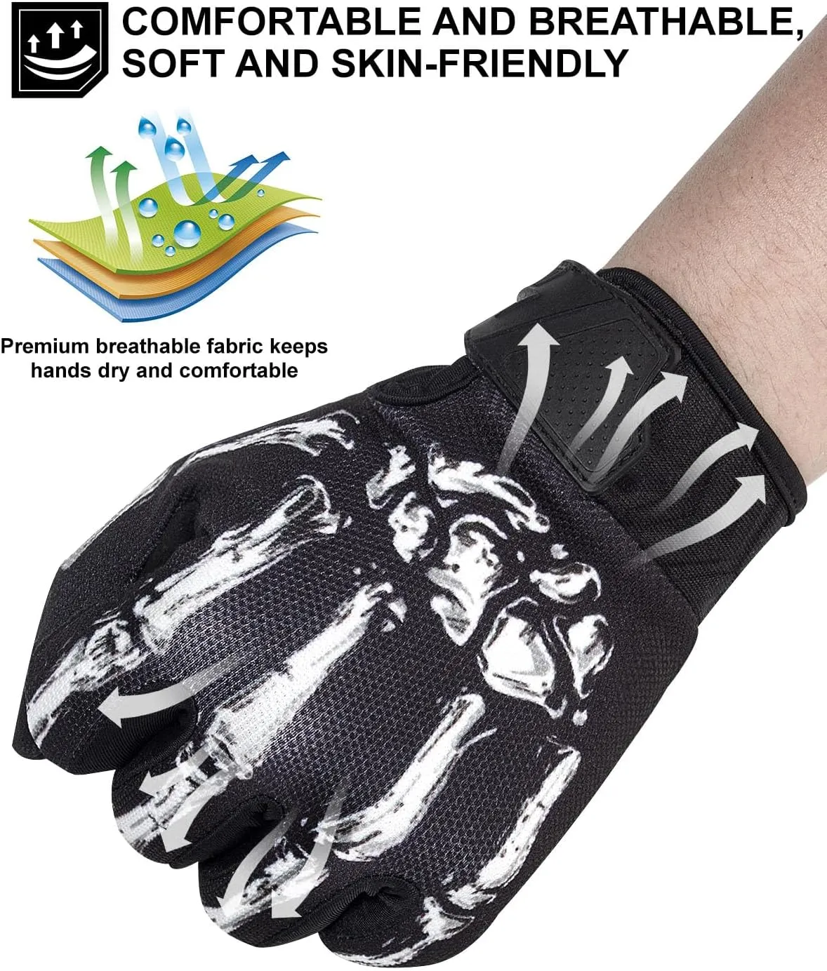 RIGWARL Motorcycle Gloves for Men Women Touchscreen, Lightweight Dirt Bike Glove Non-Slip, Skeleton Motorcycle Riding Glove