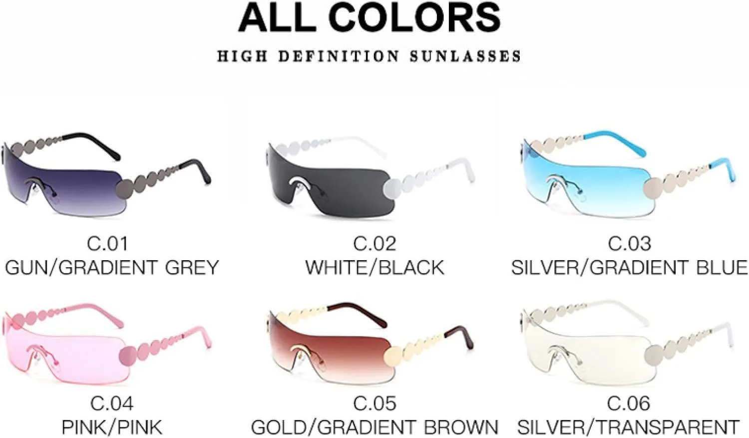 Rimless Rectangle Sunglasses Women for Female Vintage Punk Sun Glasses