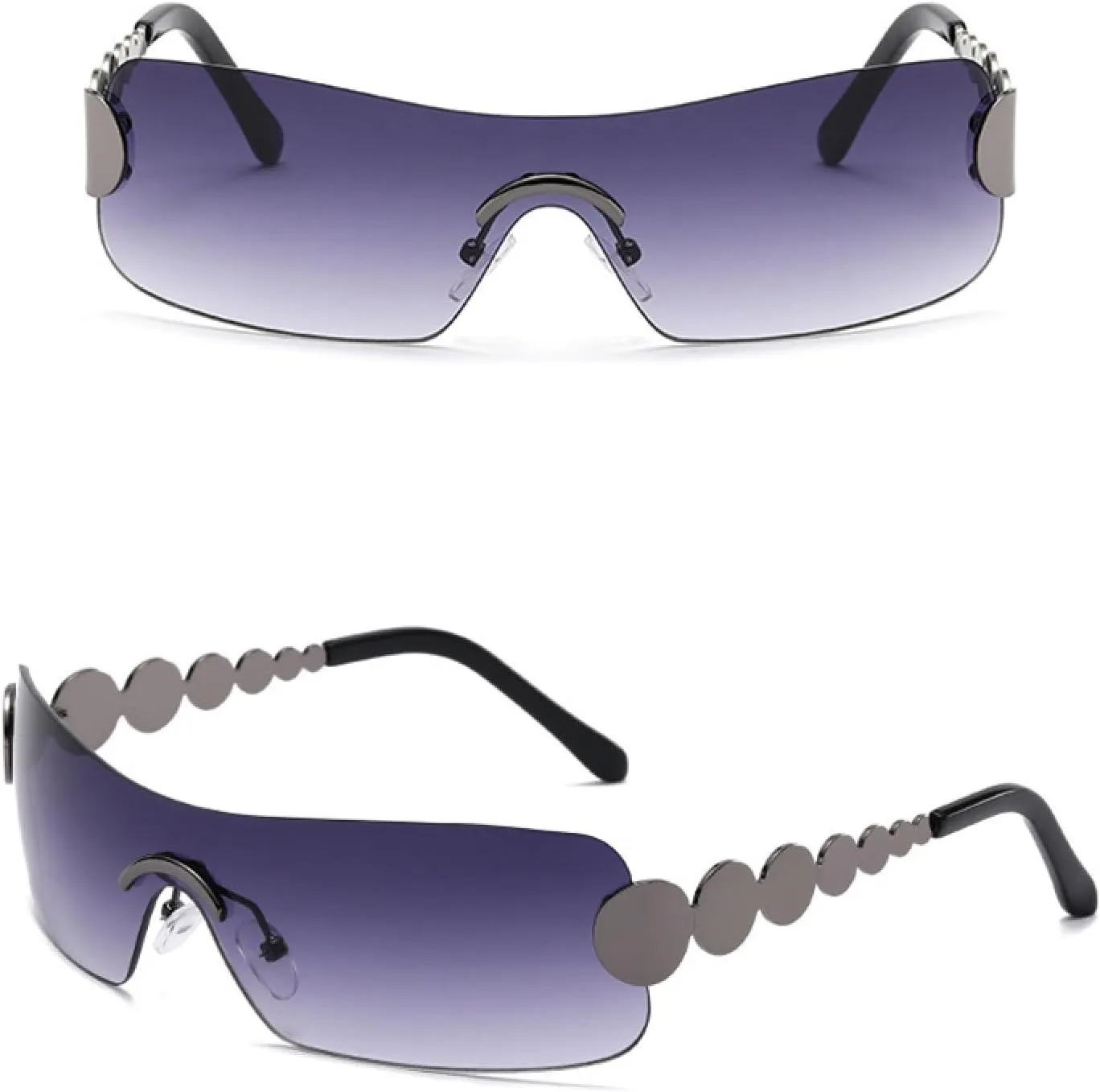Rimless Rectangle Sunglasses Women for Female Vintage Punk Sun Glasses