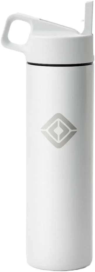 Rivian Compass Insulated Water Bottle, 20 oz Wide Mouth, BPA-Free, Leakproof Straw Lid (Glacier White)