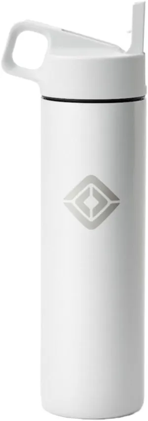 Rivian Compass Insulated Water Bottle, 20 oz Wide Mouth, BPA-Free, Leakproof Straw Lid (Glacier White)