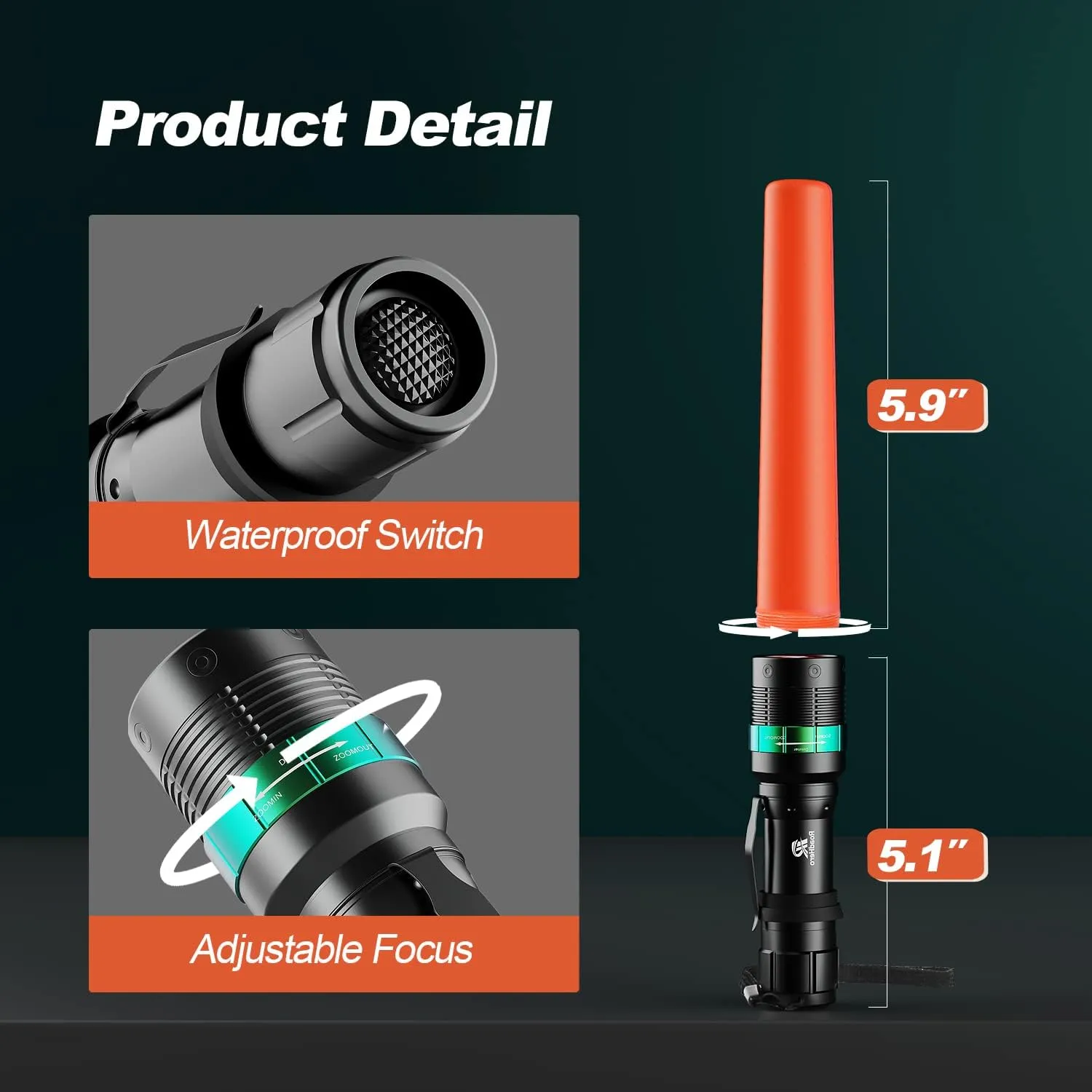 RoadHero 8 Pieces 11 Inch Traffic Wand with Strobe Modes LED Safety Signal Flashlight Wand with Wrist Strap and Side Clip for Traffic Control, Parking, Using 3 AAA Batteries, Batteries Not Included