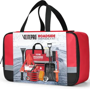 Roadside Emergency Car Kit for Vehicles, Car First Aid Kit Emergency Kit with Jumper Cables, Snow Shovel, Tow Strap, Car Safety Kits, Road Trip Assistance for Men, Women, New Driver Gifts