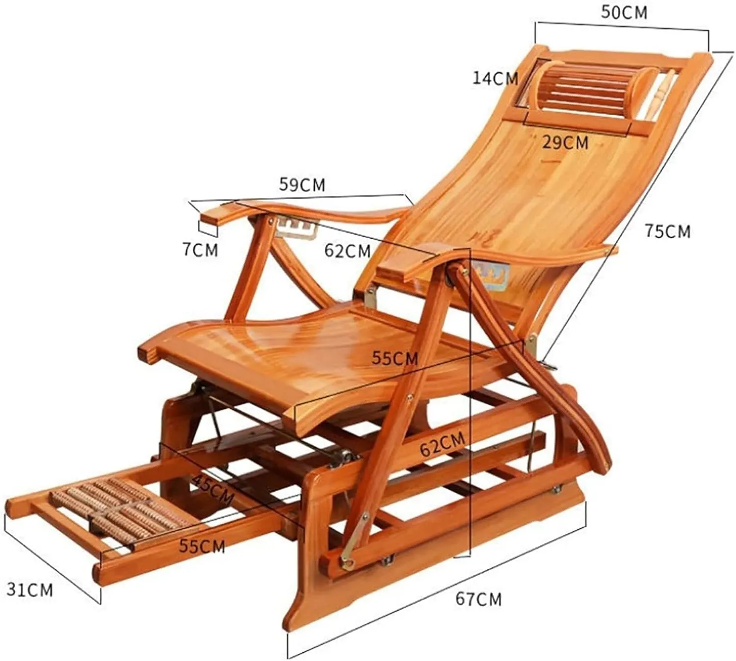 Rocking Camping Chair, Outdoor Wooden Folding Padded Chair with Natural Finish, Foldable & Easy to Carry, Ergonomic Design for Patio, Camp, Beach, Garden – Brown(Purple)
