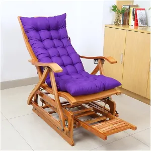 Rocking Camping Chair, Outdoor Wooden Folding Padded Chair with Natural Finish, Foldable & Easy to Carry, Ergonomic Design for Patio, Camp, Beach, Garden – Brown(Purple)