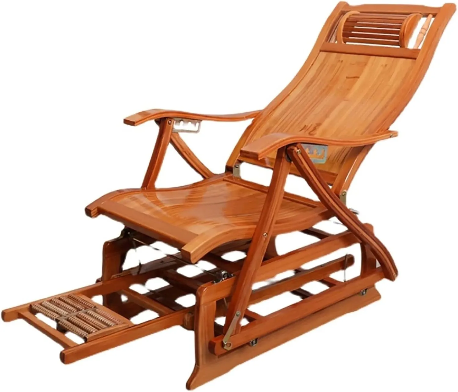 Rocking Camping Chair, Outdoor Wooden Folding Padded Chair with Natural Finish, Foldable & Easy to Carry, Ergonomic Design for Patio, Camp, Beach, Garden – Brown(Purple)