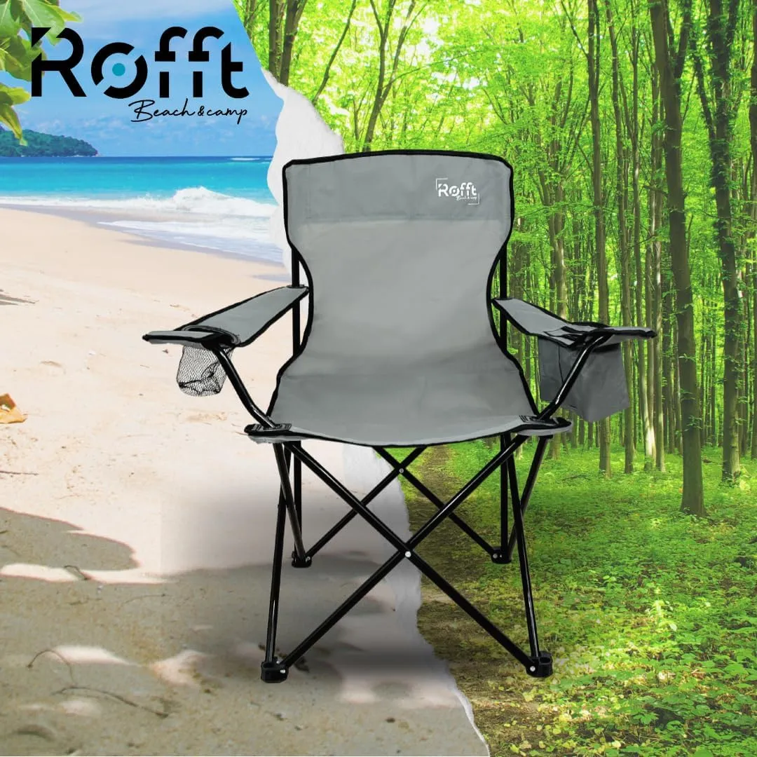 ROFFT Portable Camping Chair with Can Cooler, Fully Seat and Back with Side cooler Pocket and Cup Holder, Carry Bag Included, Collapsible Chair for Camping, events, Beach, and Sports