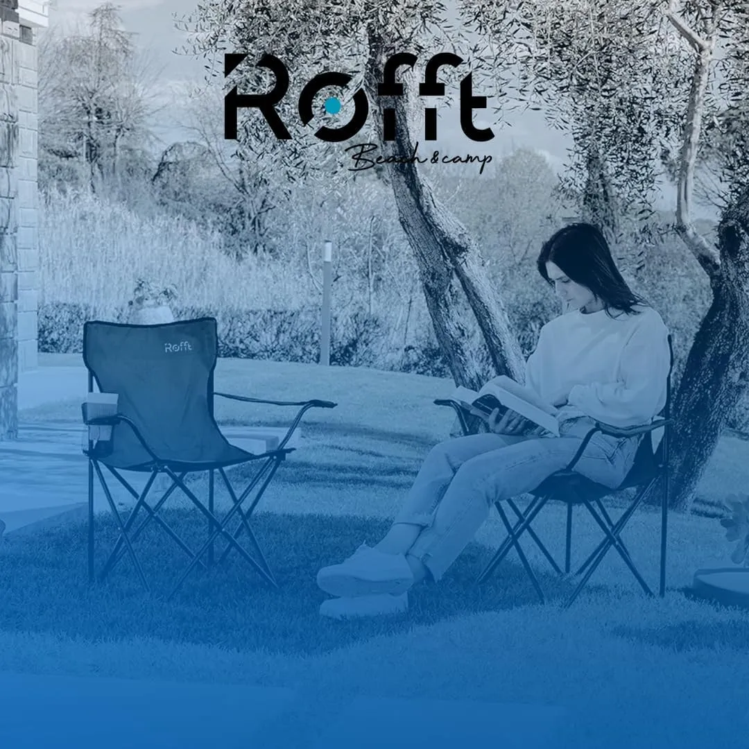 ROFFT Portable Camping Chair with Can Cooler, Fully Seat and Back with Side cooler Pocket and Cup Holder, Carry Bag Included, Collapsible Chair for Camping, events, Beach, and Sports