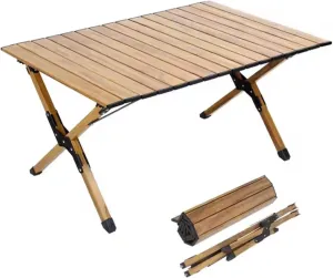 Roll-up Camping Table, Aluminum Portable Folding Outdoor Low Picnic Table with Carry Bag, Lightweight Foldable Camp Table for Beach,Party, Patio, BBQ, Travel, Backyard, 47.24"x23.32"x16.92"