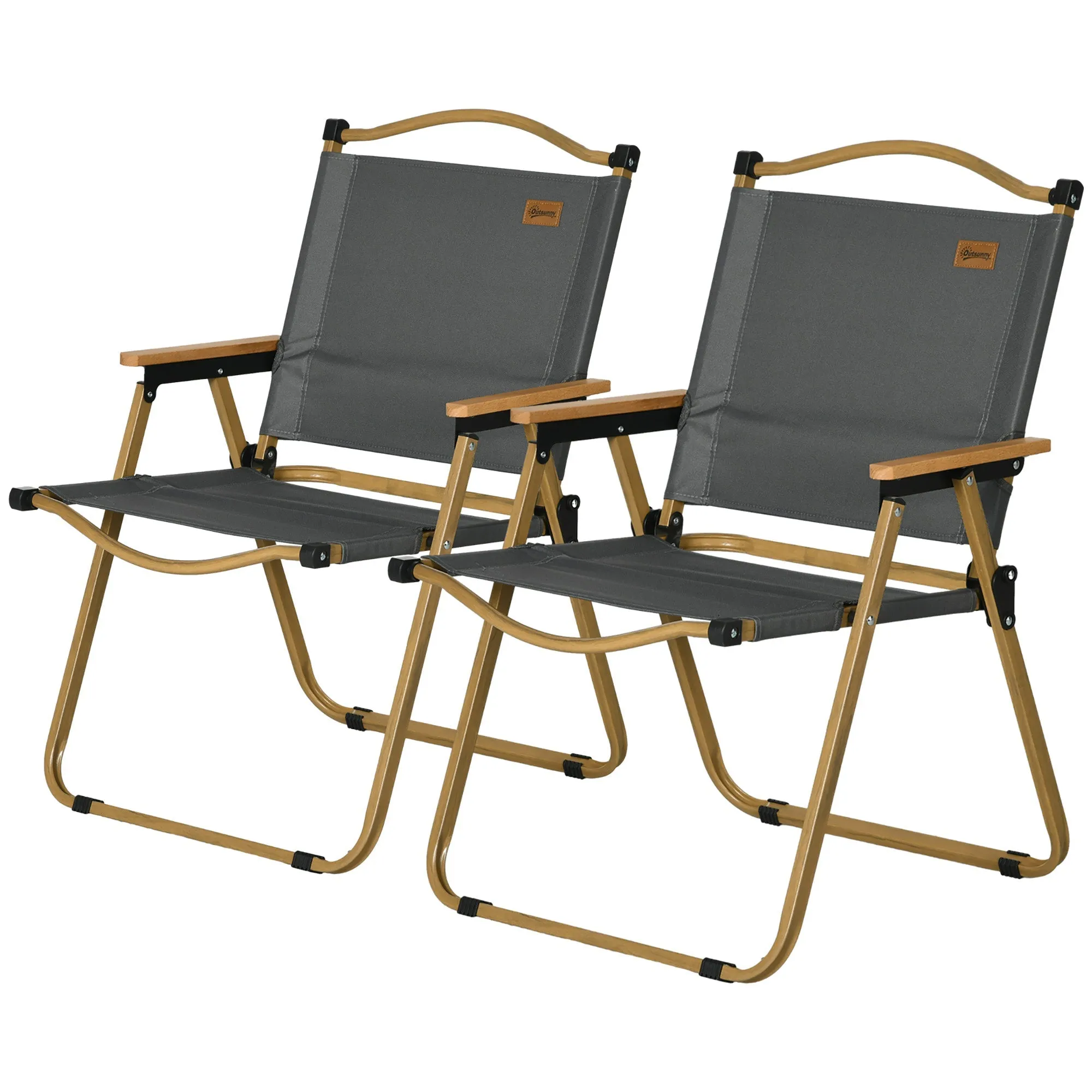 Rootz 2 Piece Set Camping Chairs - Foldable Beach Chairs - Steel Frame - Portable with Handle - 54x59x78cm, 130kg Load Capacity