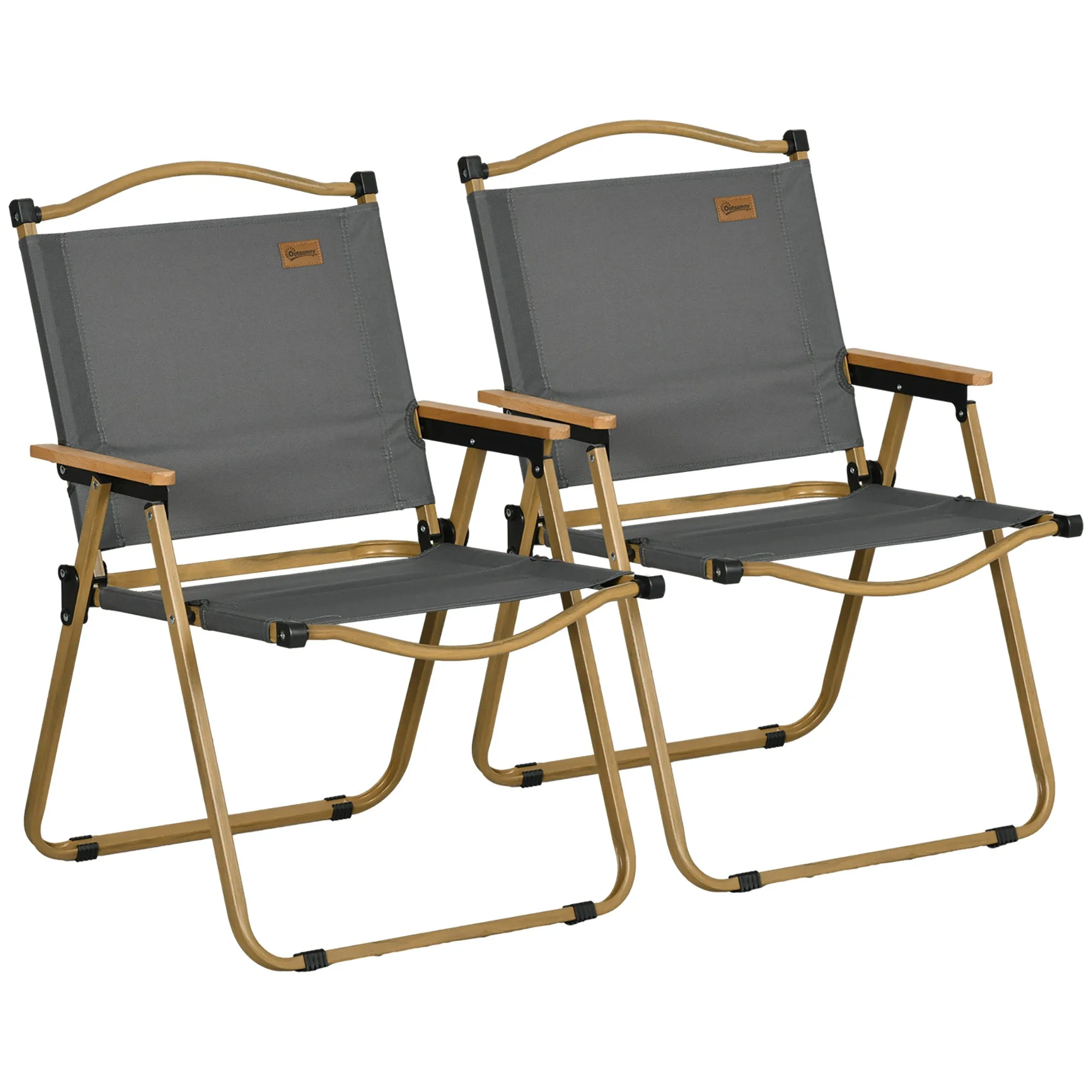 Rootz 2 Piece Set Camping Chairs - Foldable Beach Chairs - Steel Frame - Portable with Handle - 54x59x78cm, 130kg Load Capacity