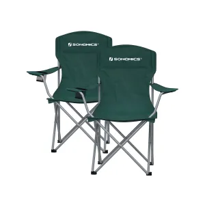 Rootz Dark Green 2 Piece Set Camping Chair - Steel Frame - Oxford Cloth - Portable Folding Chairs - Compact Design - Lightweight - 54cm x 86cm x 97cm