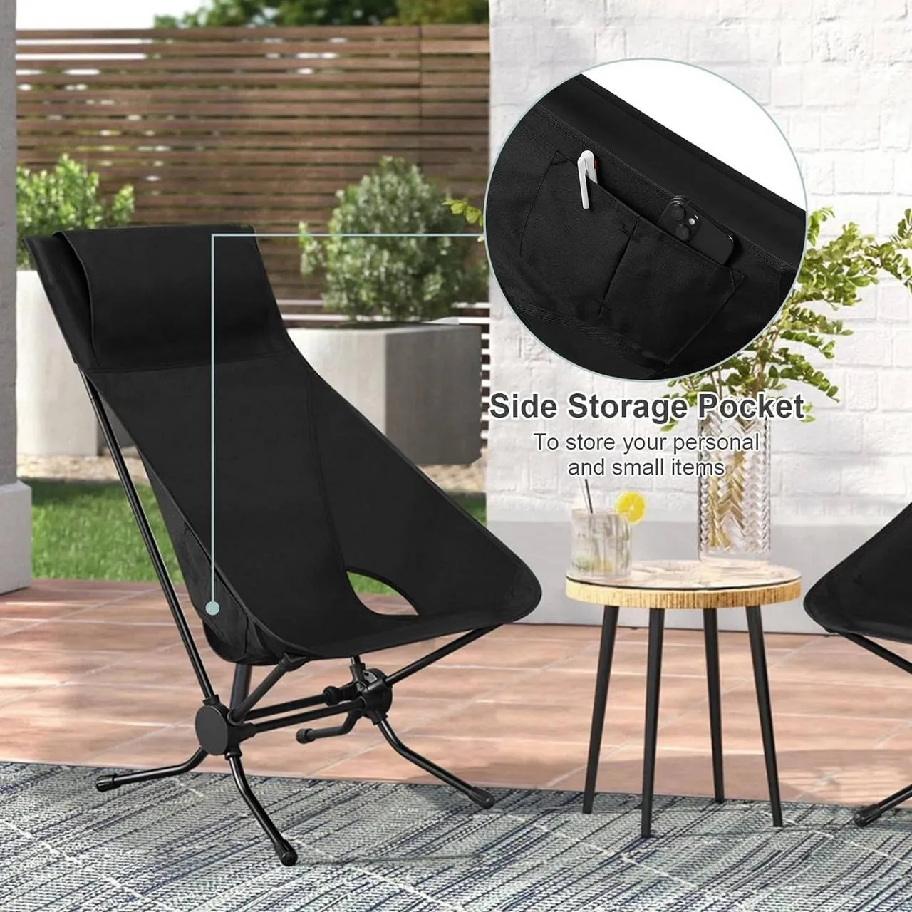 Rootz Folding Camping Chair - Portable Beach Chair - Outdoor Picnic Chair - Oxford Fabric - Aluminum Tubes - 56cm x 88cm x 72cm