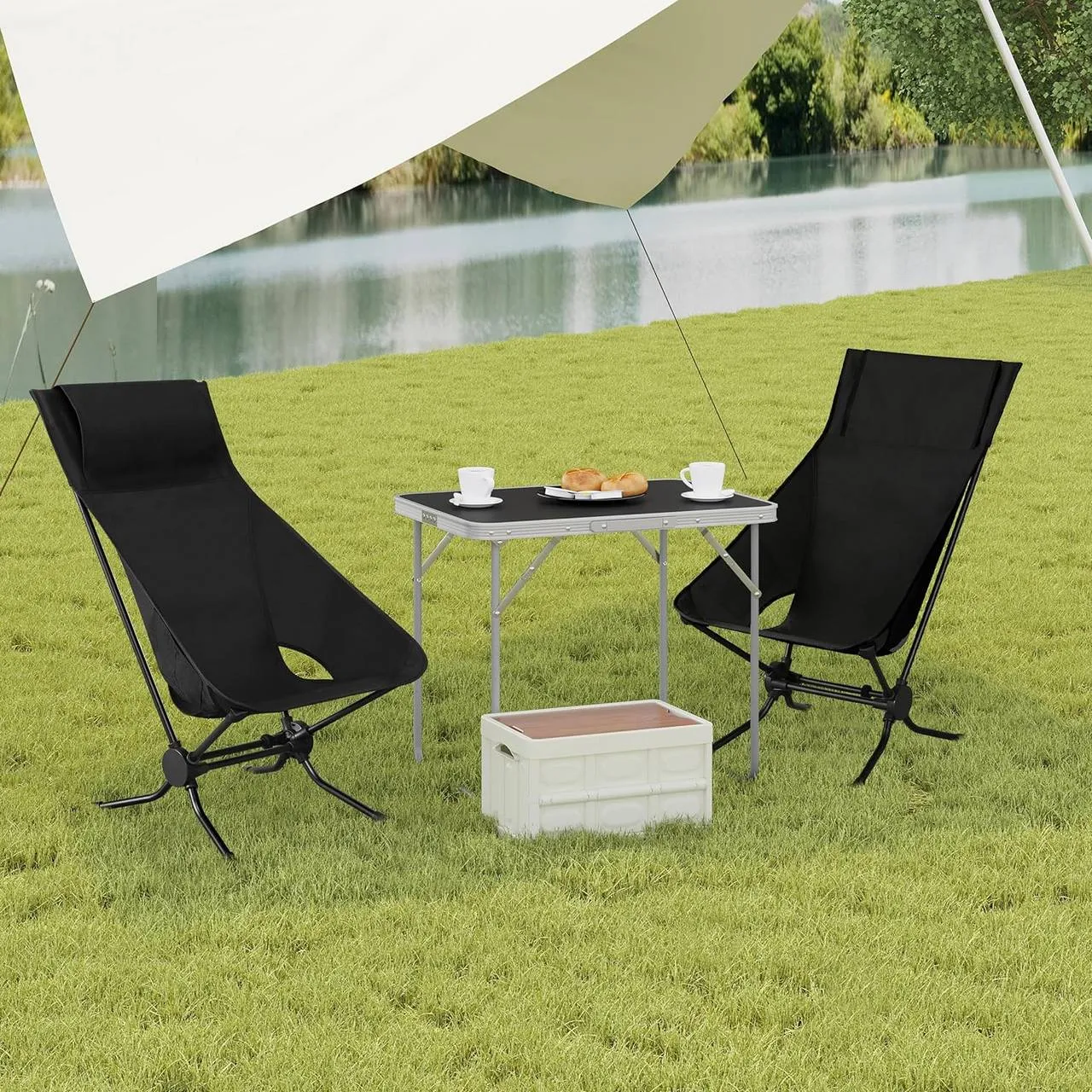 Rootz Folding Camping Chair - Portable Beach Chair - Outdoor Picnic Chair - Oxford Fabric - Aluminum Tubes - 56cm x 88cm x 72cm