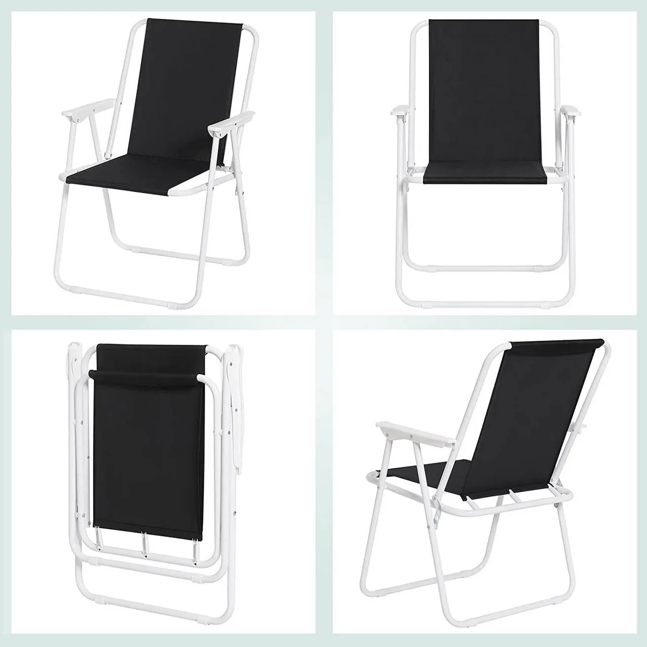 Rootz Folding Camping Chair Set - Beach Chair - Portable Chair - Lightweight & Foldable - Stable Iron Tubes - 58cm x 53cm x 76cm