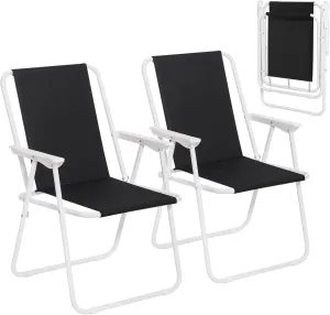 Rootz Folding Camping Chair Set - Beach Chair - Portable Chair - Lightweight & Foldable - Stable Iron Tubes - 58cm x 53cm x 76cm