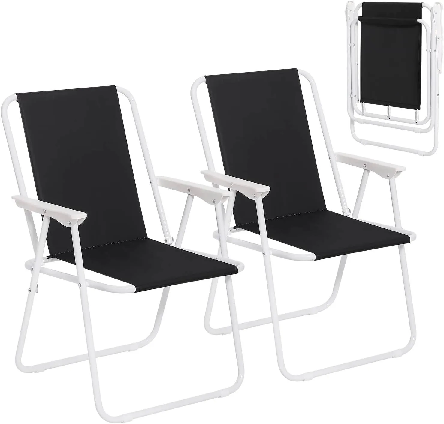 Rootz Folding Camping Chair Set - Beach Chair - Portable Chair - Lightweight & Foldable - Stable Iron Tubes - 58cm x 53cm x 76cm
