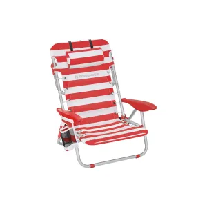 Rootz Red-White Aluminum Camping Chair - Beach Seat - Portable Folding Chair - Oxford Cloth - Lightweight and Durable - Compact Foldable Design - 68cm x 63cm x 75cm