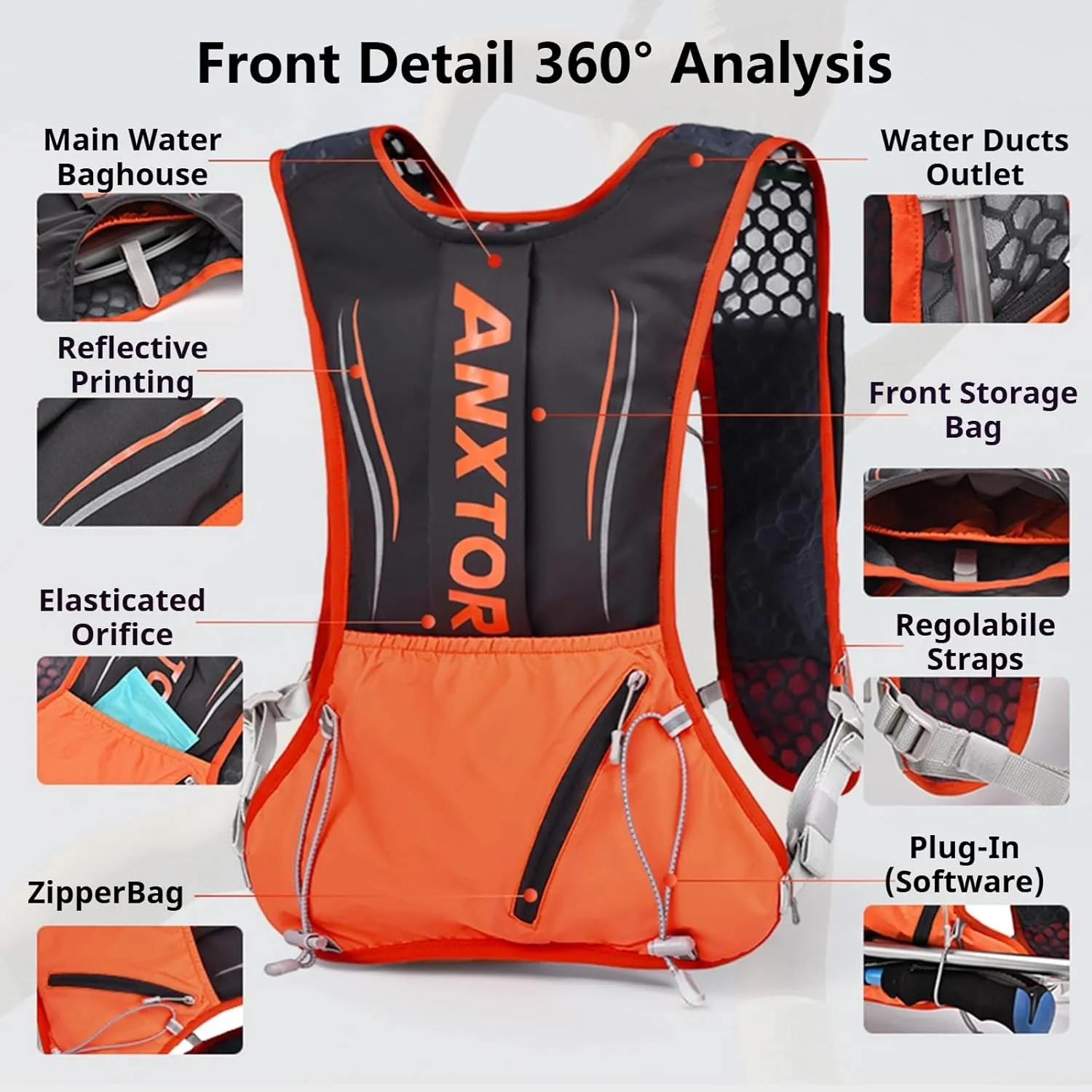 Running Hydration Vest Backpack Lightweight Insulated Pack with 2L Water Bladder Bag Daypack for Hiking Trail Running Cycling Race Marathon for Women Men