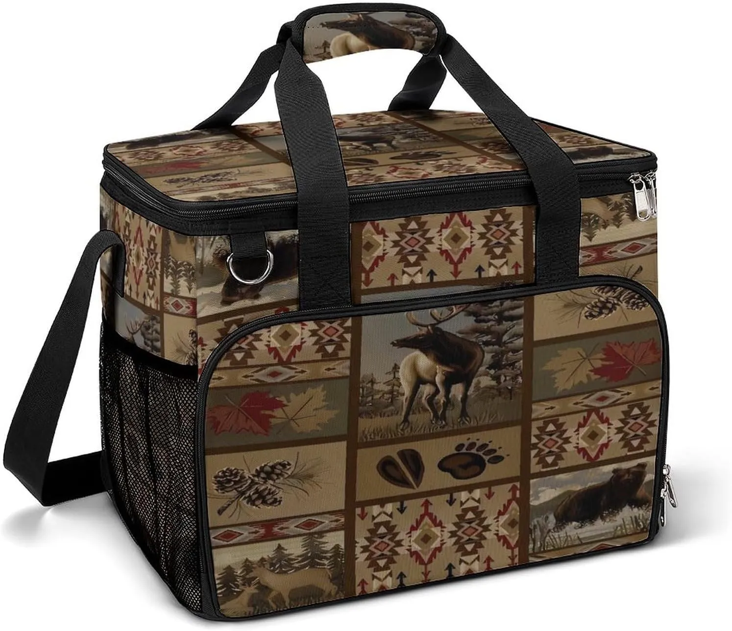 Rustic Cabin Wild Lodge Assorted Collection Cooler Bag, Collapsible Soft Sided Cooler, Large Leakproof Camping Cooler, Portable Travel Cooler for Camping, Road Trips