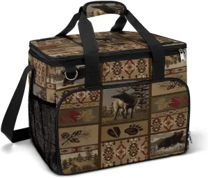 Rustic Cabin Wild Lodge Assorted Collection Cooler Bag, Collapsible Soft Sided Cooler, Large Leakproof Camping Cooler, Portable Travel Cooler for Camping, Road Trips