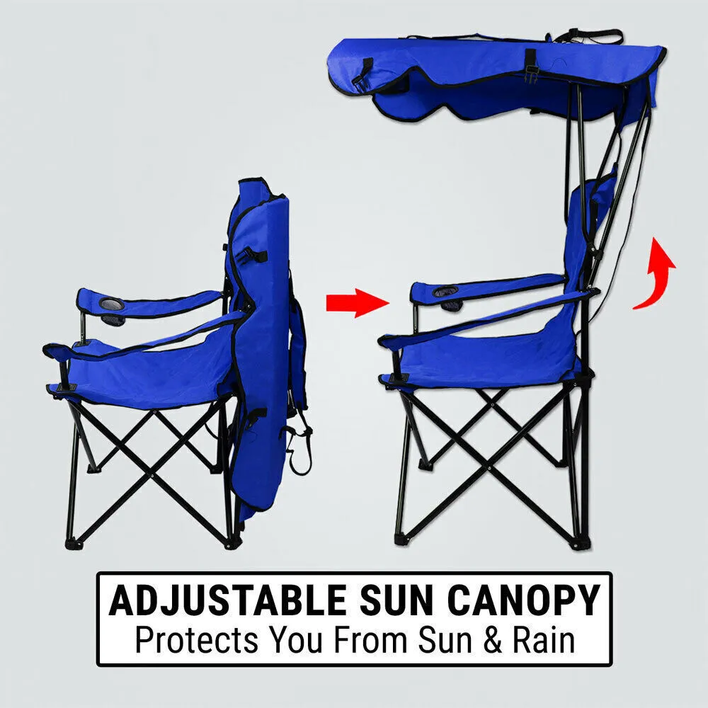 RYNX | Chair Foldable W/Sun Shade Beach Camping Folding Outdoor Fishing