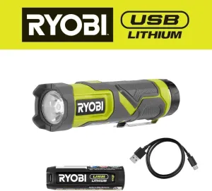 RYOBI USB Lithium Compact LED Flashlight KIT with Battery (RENEWED), FVL51K