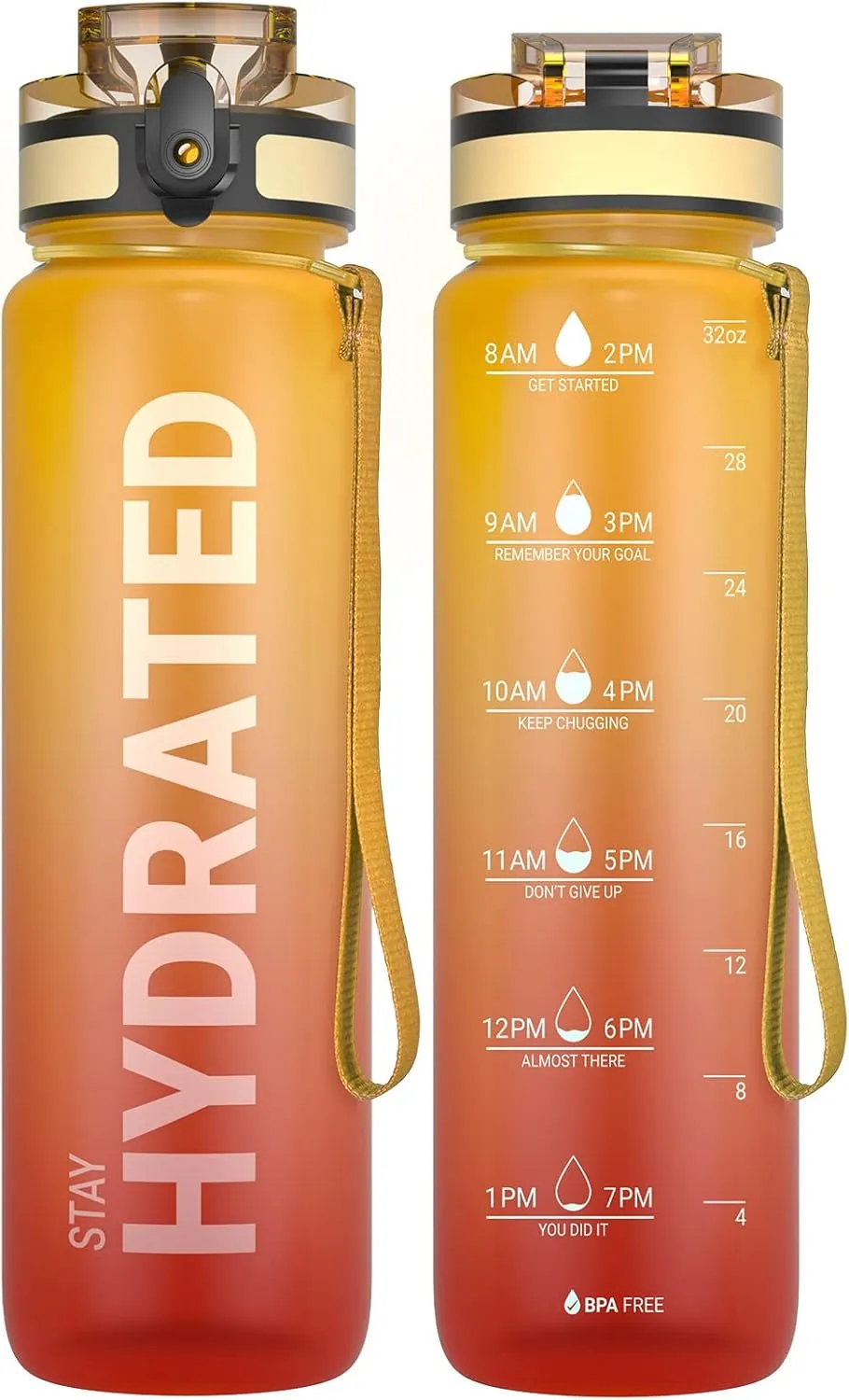 Sahara Sailor Water Bottle 32oz, Durable and Leakproof Water Bottles Motivational with Time Marker, Tritan, BPA Free, Wide Mouth with Easy Clean Brush for Gym, Travel, Home, School, Office (1 Bottle)