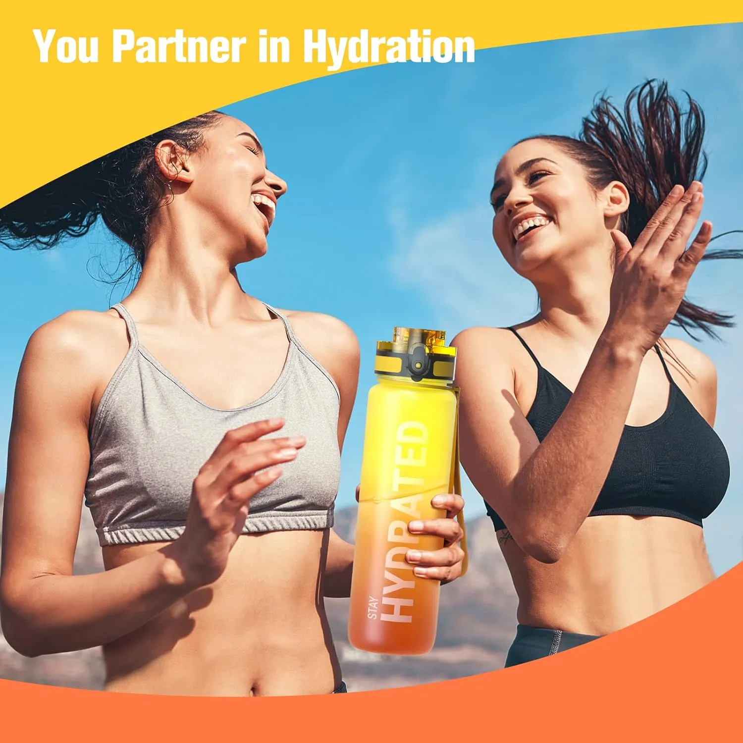 Sahara Sailor Water Bottle 32oz, Durable and Leakproof Water Bottles Motivational with Time Marker, Tritan, BPA Free, Wide Mouth with Easy Clean Brush for Gym, Travel, Home, School, Office (1 Bottle)