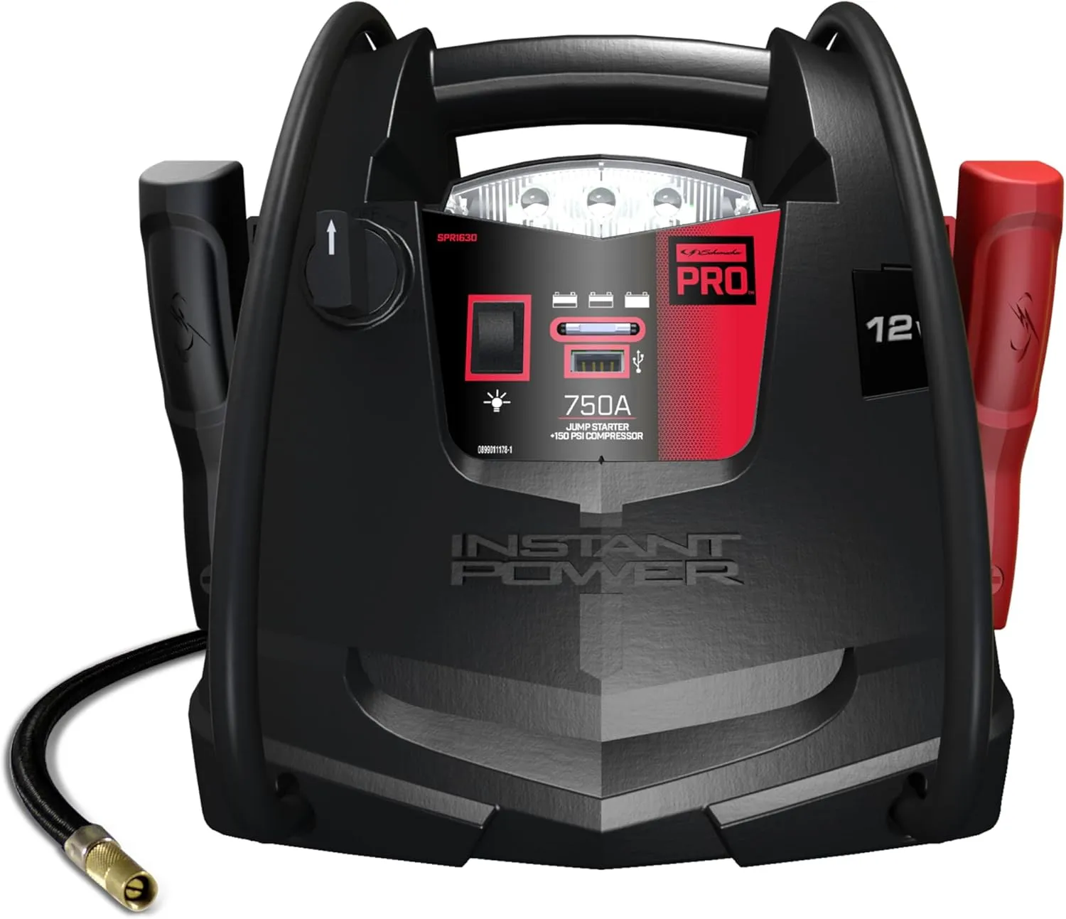 Schumacher Electric Jump Starter and Portable Power Station 4-in-1 with 150 PSI Air Compressor and Work Light, SPR1630-750 Peak Amps, 12 Volt, for Cars, Trucks, RV's and Marine Batteries