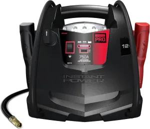 Schumacher Electric Jump Starter and Portable Power Station 4-in-1 with 150 PSI Air Compressor and Work Light, SPR1630-750 Peak Amps, 12 Volt, for Cars, Trucks, RV's and Marine Batteries