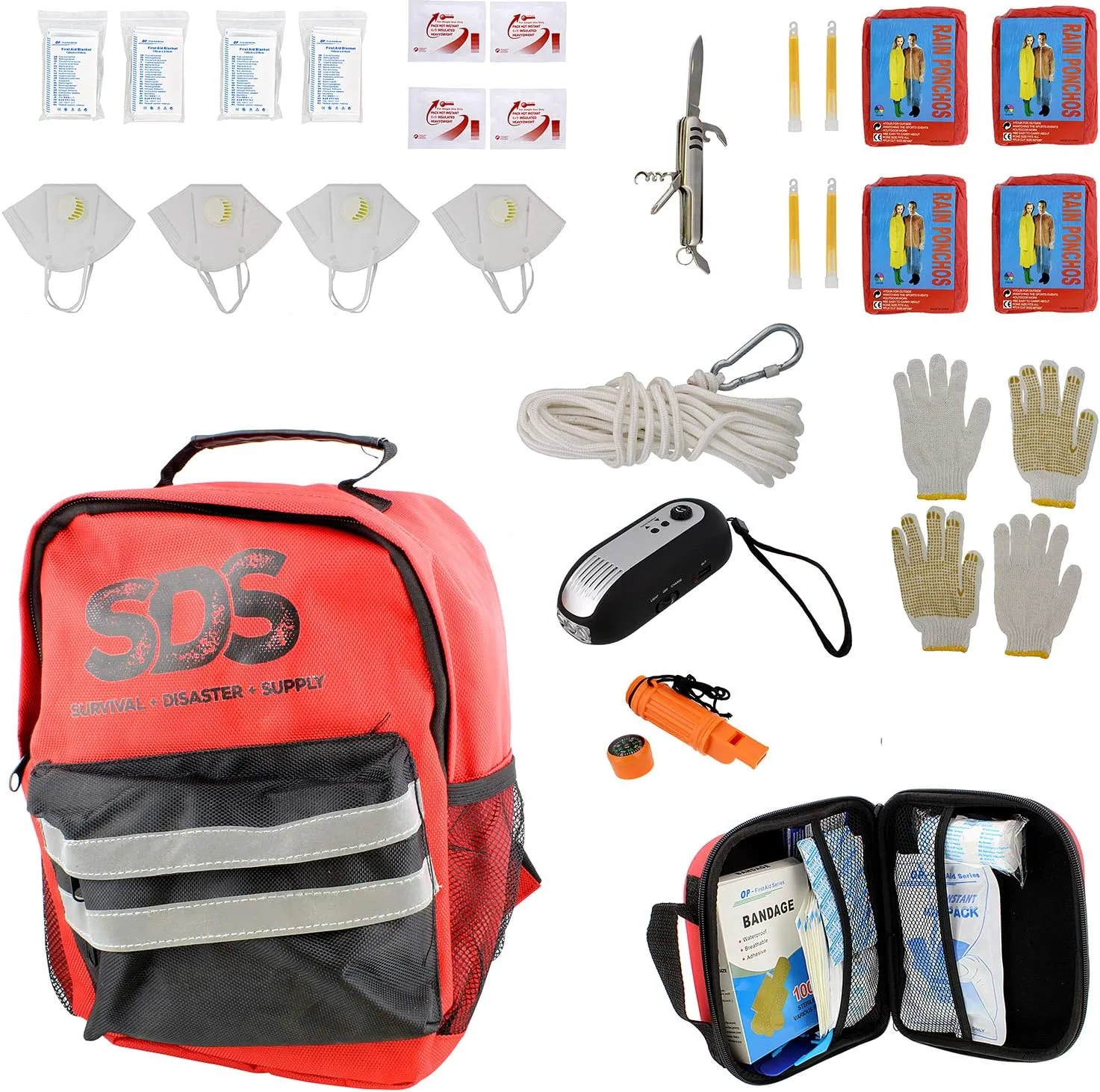 SDS 4 Person 72 Hour Emergency Kit, First Aid Kit Bug Out Survival Gear Emergency Survival Kit Earthquake Survival Kit
