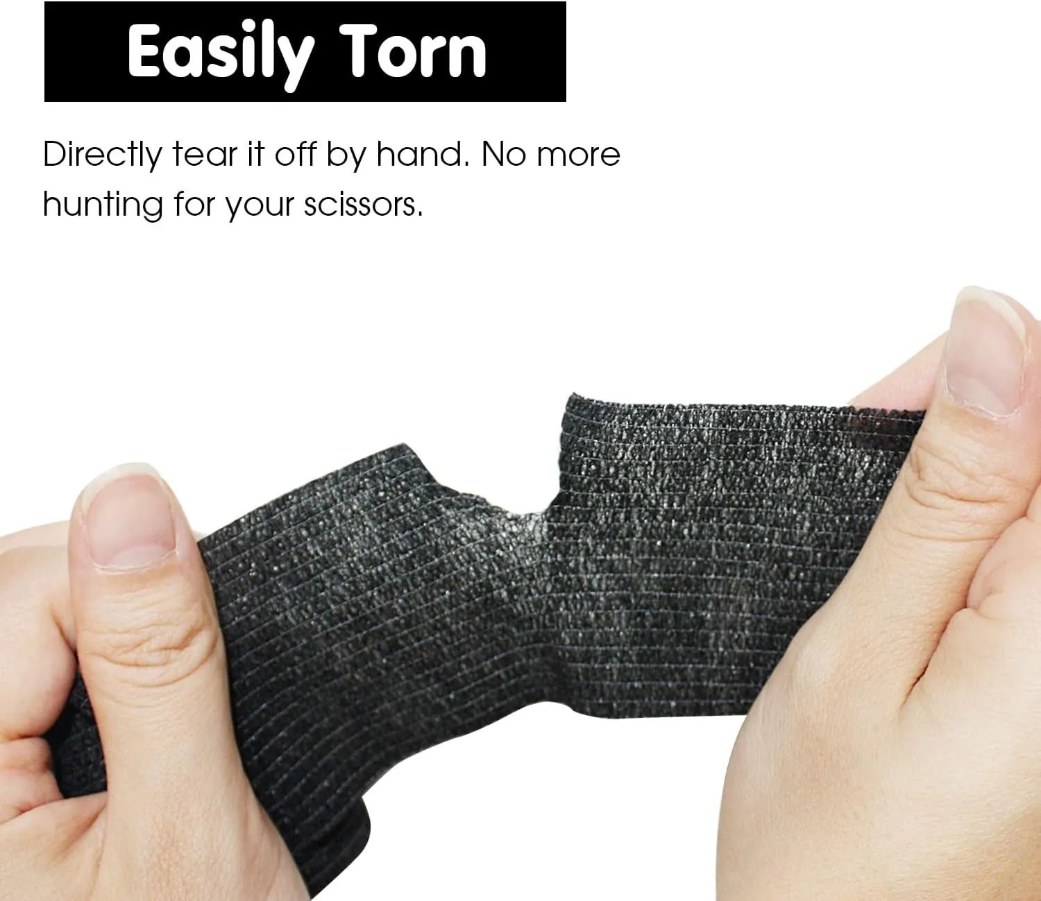 Self Adherent Cohesive Bandage 2" x5 Yards First Aid Bandages Stretch Sport Athletic Wrap Vet Tape for Wrist Ankle Sprain and Swelling,Black(24 Rolls)