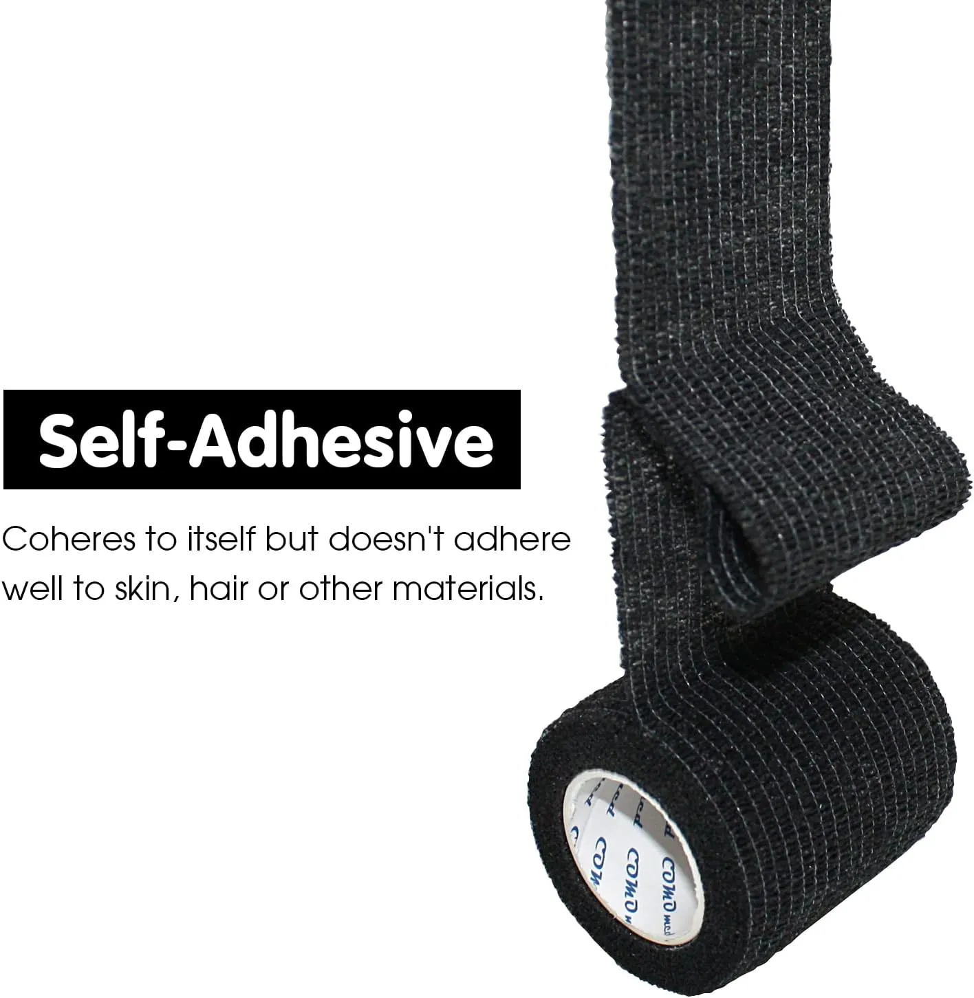Self Adherent Cohesive Bandage 2" x5 Yards First Aid Bandages Stretch Sport Athletic Wrap Vet Tape for Wrist Ankle Sprain and Swelling,Black(24 Rolls)